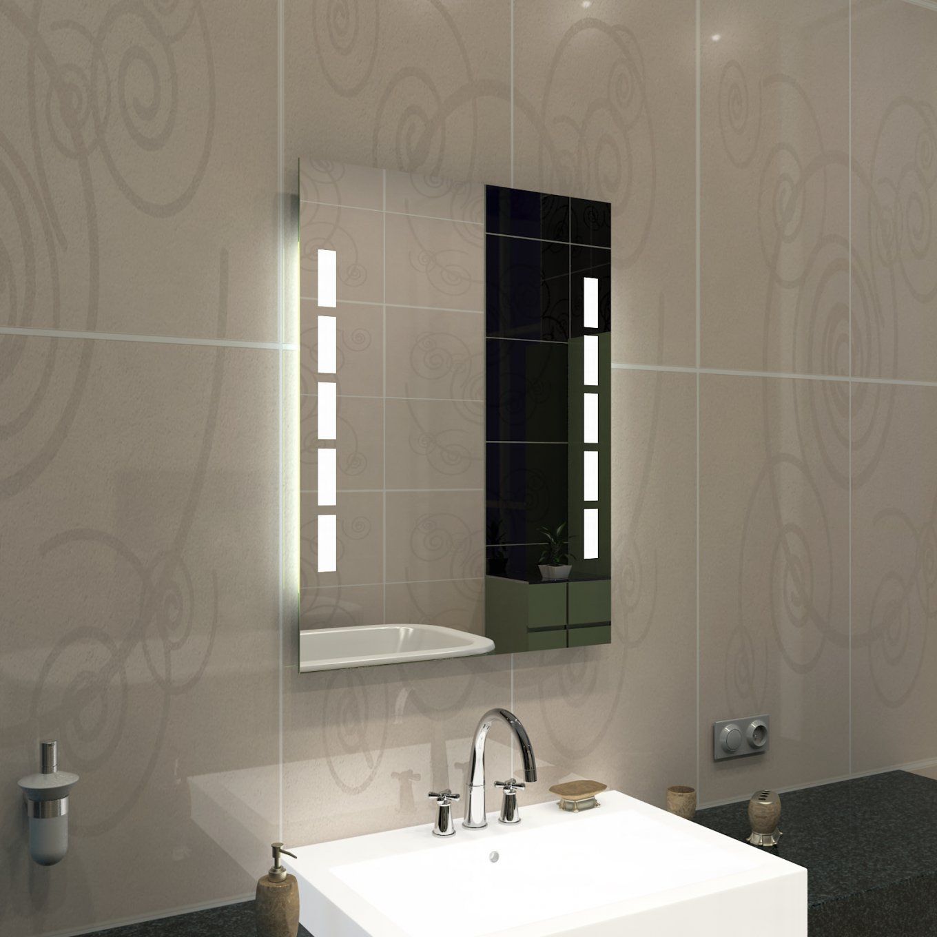 Badspiegel Mit Licht Soul Und Steckdosen  Concept2U von Badspiegel Mit Beleuchtung Und Steckdose Bild