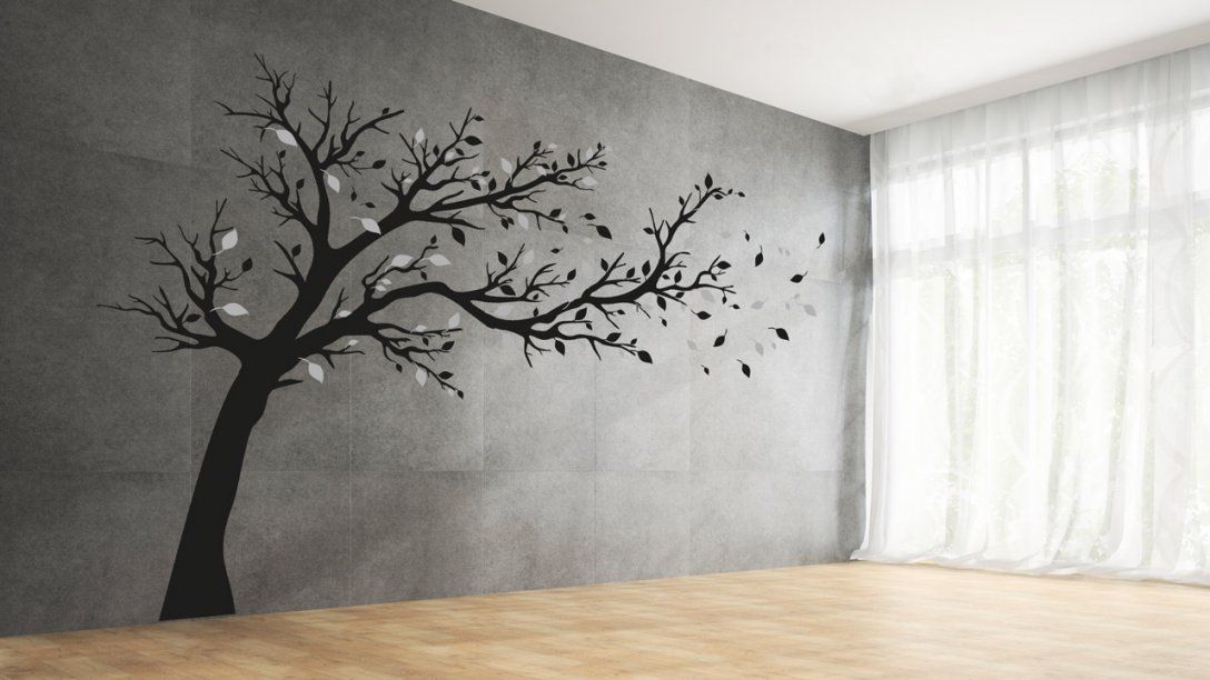 Bäume An Der Wand  Dekoration Mit Wandtattoos  Dekoration von Wandtattoo Baum Im Wind Photo