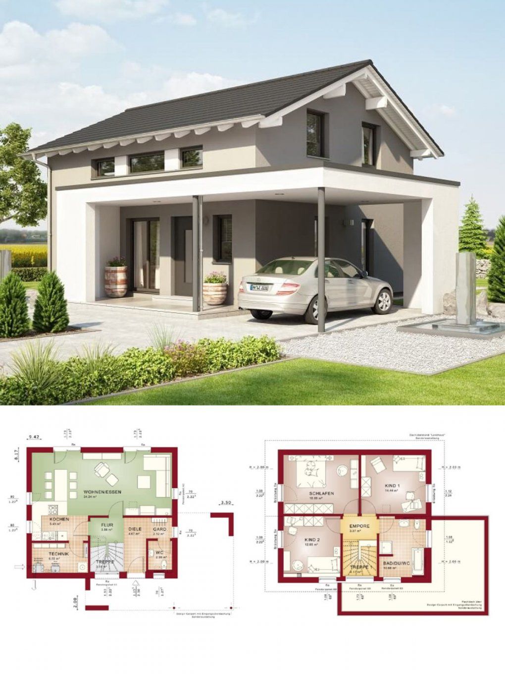 Einfamilienhaus Modern Mit Design Carport Und Satteldach Architektur von Bien Zenker Edition 1 Photo