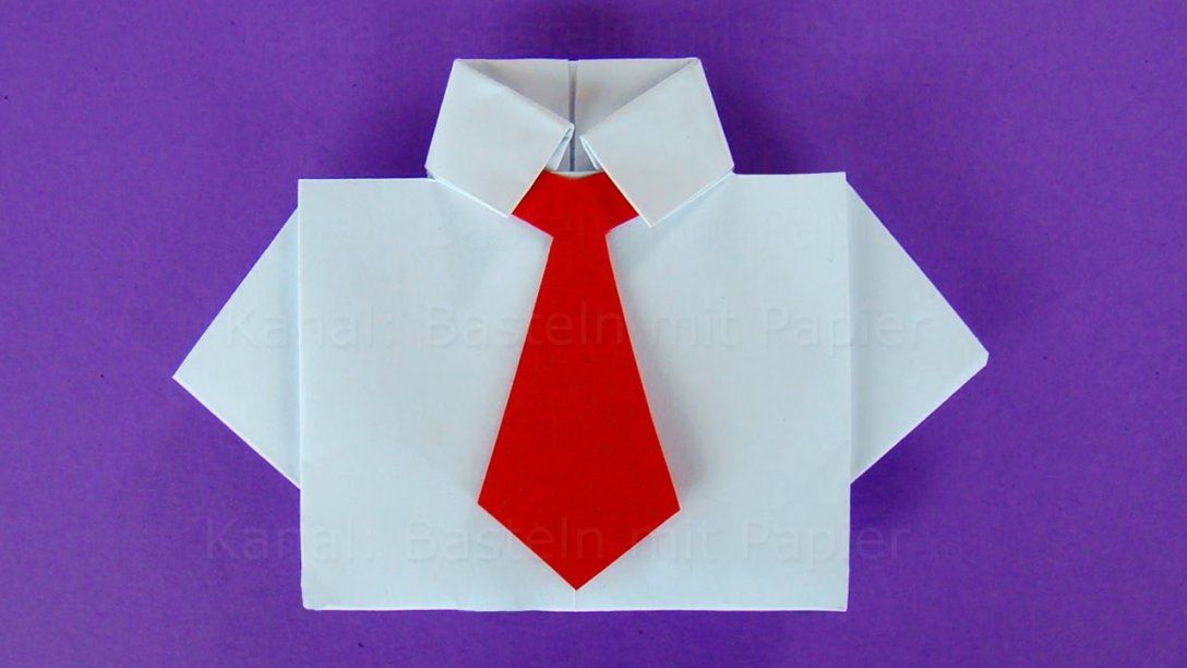 Origami Hemd Mit Krawatte Basteln Mit Papier  Diy Geschenkideen von Origami Hemd Mit Krawatte Bild