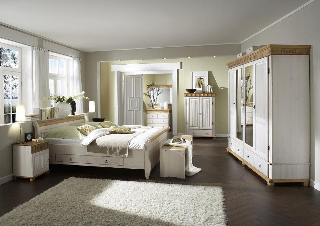 Schlafzimmer Im Landhausstil  Helsinki  Kiefer Massiv von Schlafzimmer Im Landhausstil Weiß Bild
