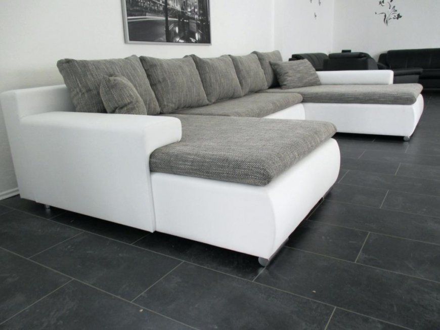 Sofa Weiss Grau Good Upholstery Fabric With Couch Xxl U Form Big von Wohnlandschaft U Form Poco Bild