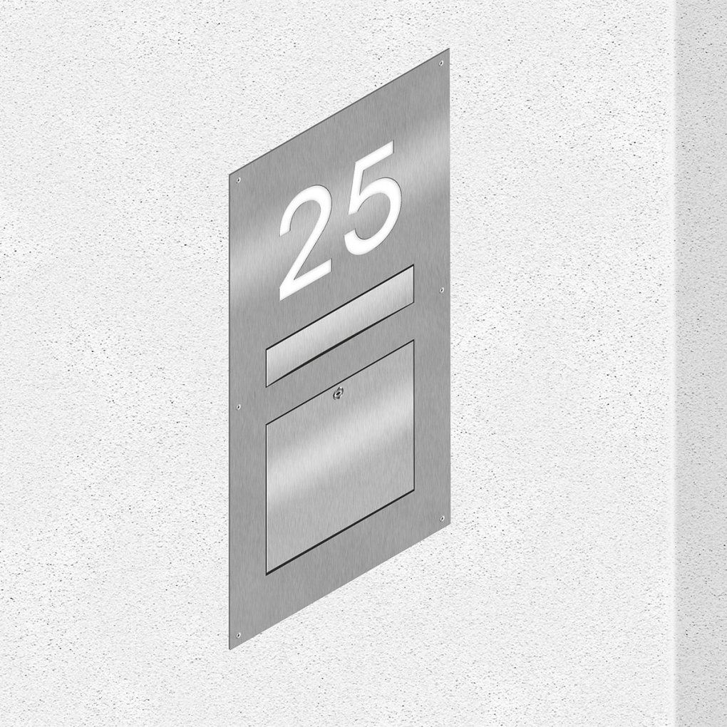 Thorwa® Edelstahl Wandbriefkasten+Beleuchteter Hausnummer Unterputz von Edelstahl Briefkasten Mit Hausnummer Photo