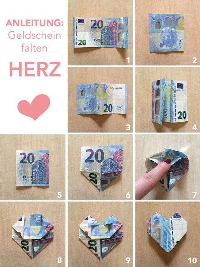 Tutorialanleitung Geld Falten Herzen – Diy Hochzeitsgeschenk Im von Geldschein Als Herz Falten Bild