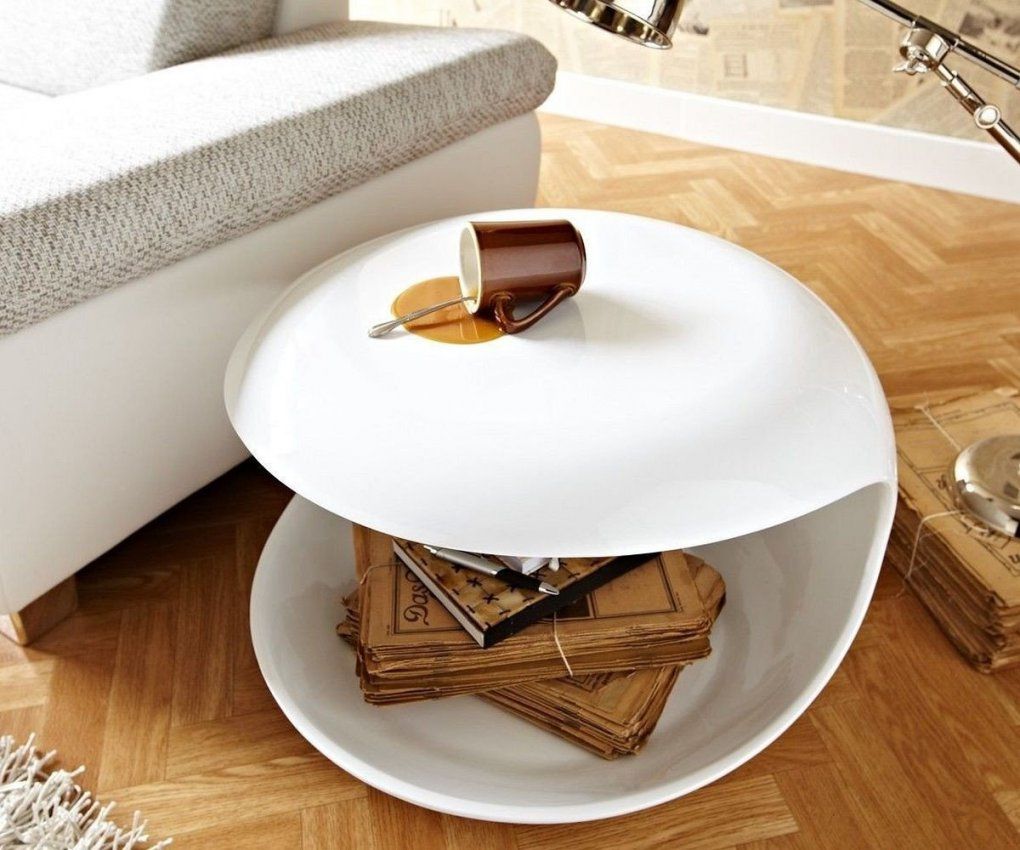 2Er Set Couchtische Beistelltische Schwarz Holztisch Real Couchtisch von Beistelltisch Weiß Hochglanz Rund Bild