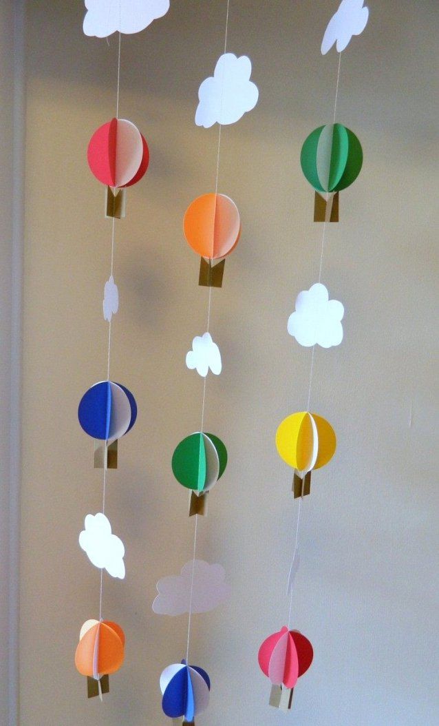 3D Heißluftballons Und Wolken Girlanden Basteln Pinterest Avec Baby von Mobile Selber Basteln Baby Photo