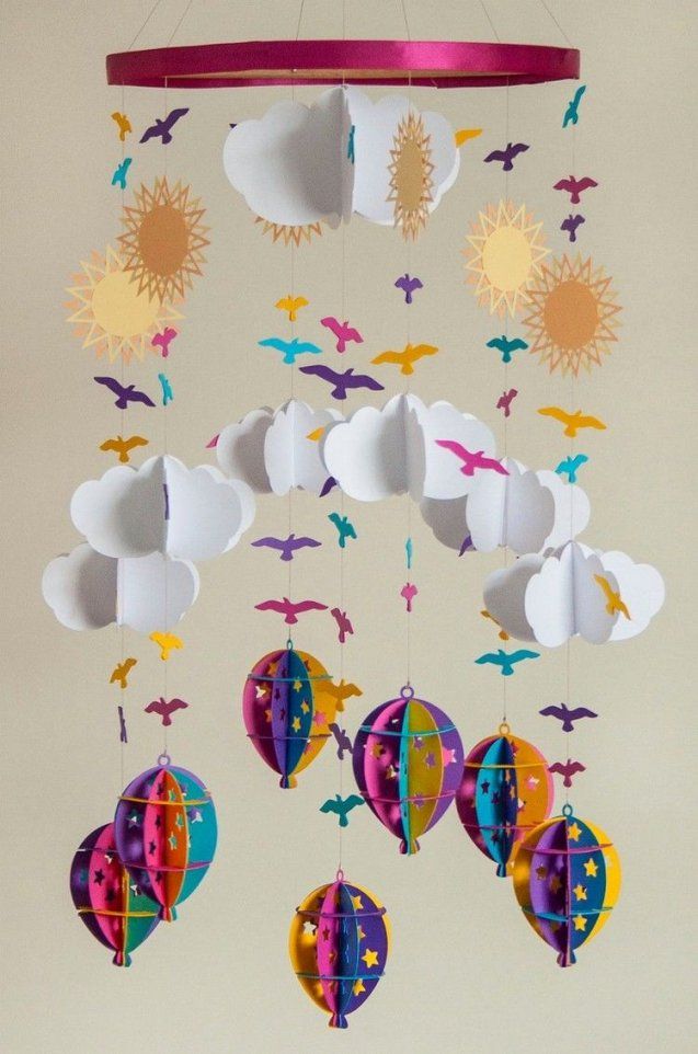 Babymobileselberbastelnpapierwolkenheissluftballonssonnen von Baby Mobile Selber Basteln Anleitung Photo