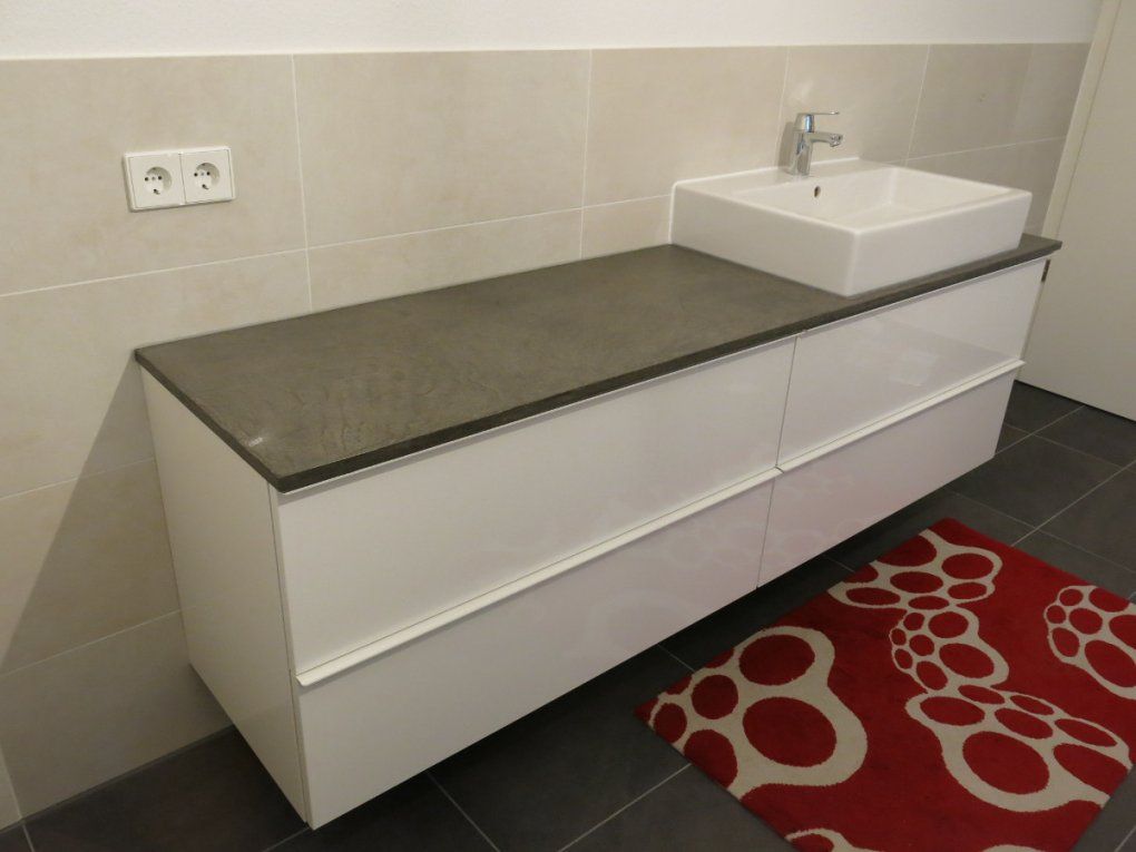 Bad Waschtisch Und Diy Konsole Mit Beton Ciré Und Ikea Godmorgon von Waschbecken Platte Selber Bauen Bild