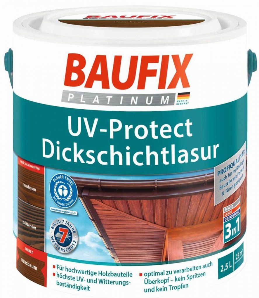Baufix Platinum Uvprotect Dickschichtlasur Nussbaum  Lasuren von Baufix Pur Langzeitlasur Nussbaum Bild