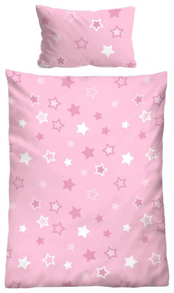 Baumwollkinderbettwäsche &quot;rosa Mit Sternen&quot; 135 X 100 Cm ▷ Online von Bettwäsche Kinder Sterne Bild