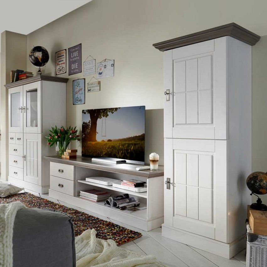 Bescheiden Wohnwand Landhaus Gepolsterte Auf Wohnzimmer Ideen Plus von Wohnwand Landhausstil Weiß Ikea Bild