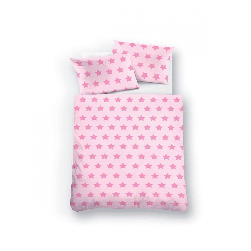 Biberna Kinderbettwäsche Sterne Pink ᐅ Dormando von Biberna Bettwäsche Lagerverkauf Photo