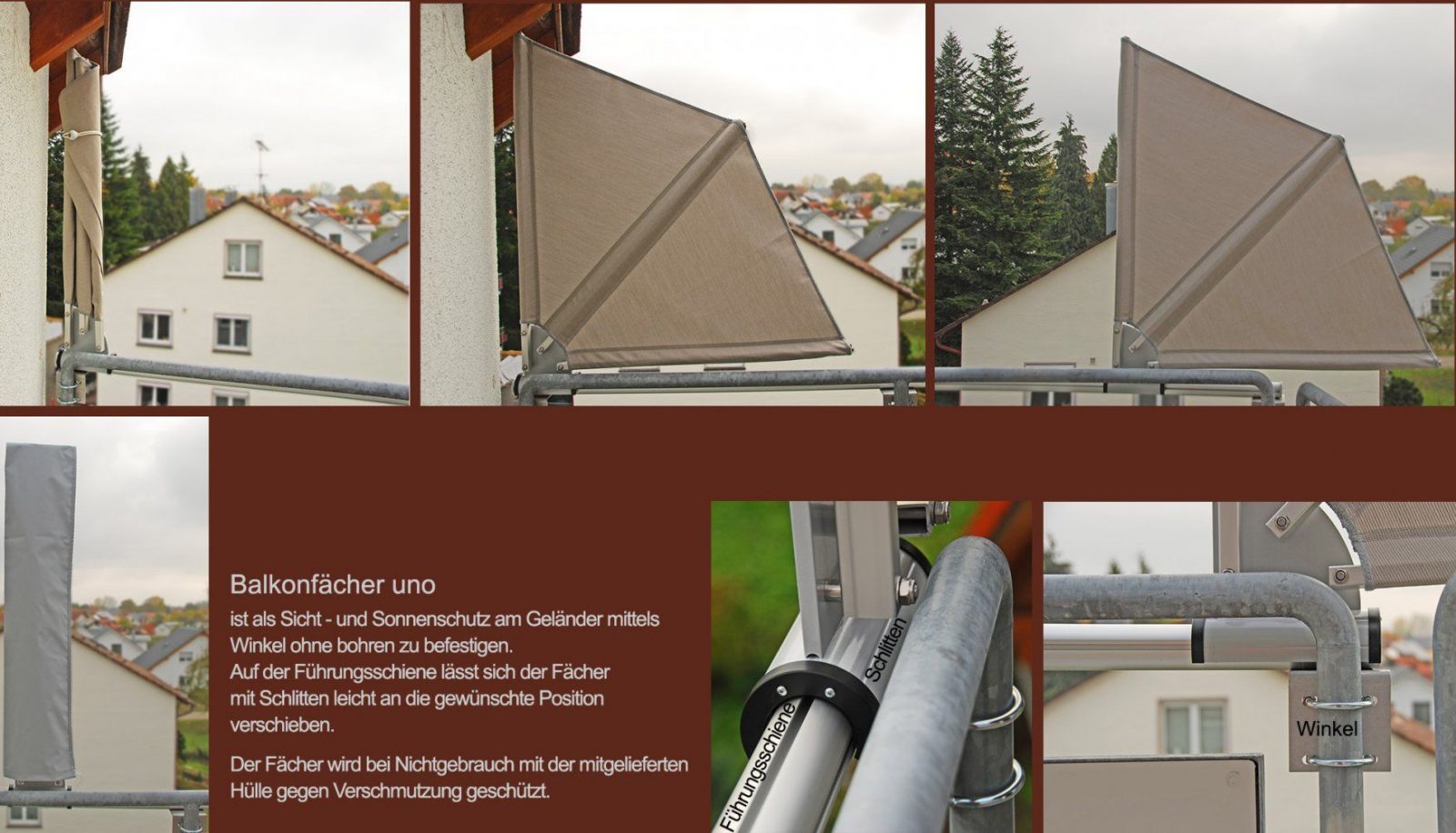 Bikatec Schirmsysteme  Balkonfächer  Wind Und Sichtschutz von Balkon Sichtschutz Fächer Ohne Bohren Bild