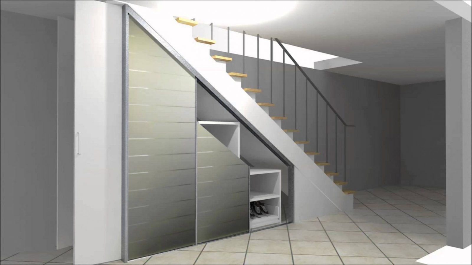 Cabinet Einbauschrank Zur Nutzung Von Stauraum Unter Einer Treppe von Schuhschrank Unter Der Treppe Bild