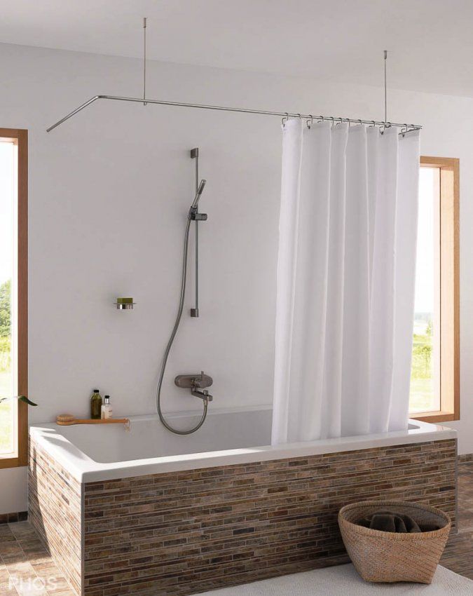 Duschvorhangstange Aus Edelstahl (Cns) Für Badewanne + Dusche von Duschvorhang Mit Stange Für Badewanne Bild