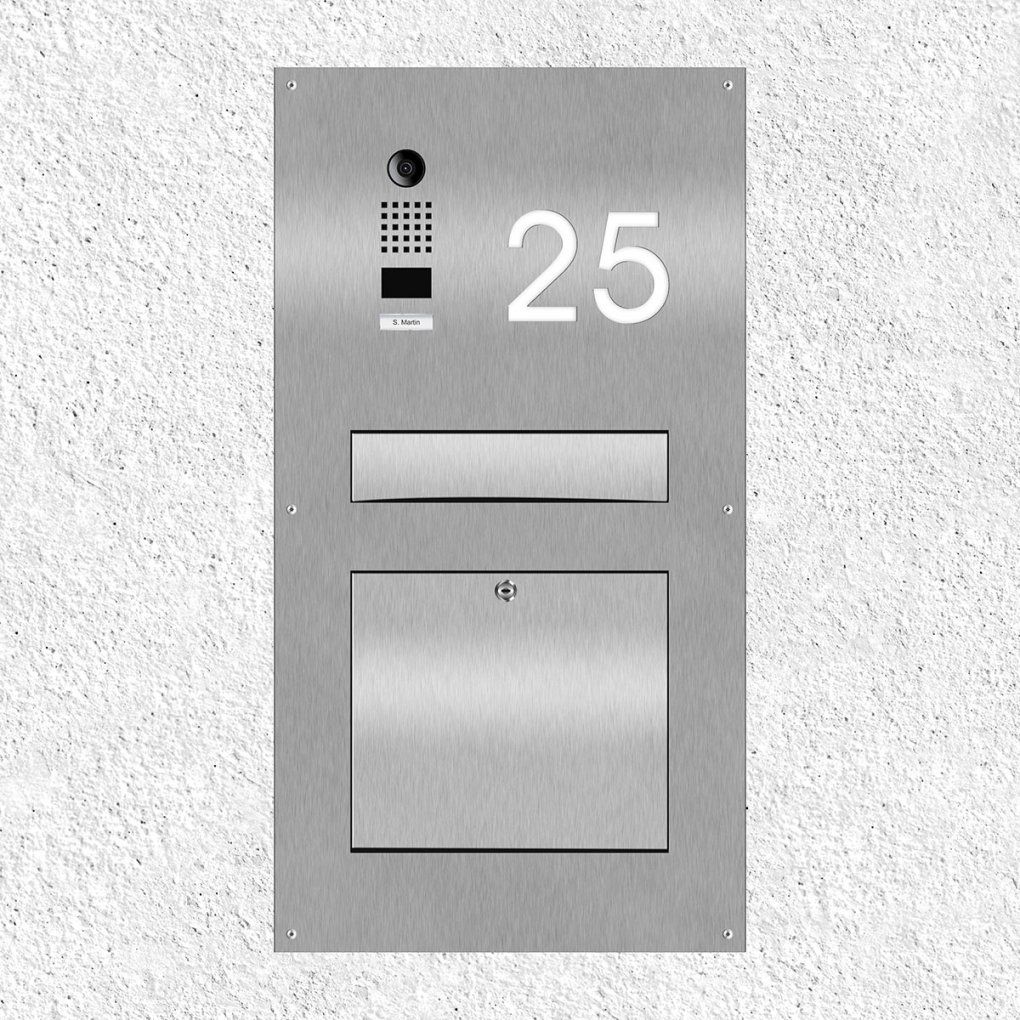 Edelstahl Wandbriefkasten Mit Doorbird+Hausnummer Unterputz Thorwa® von Briefkasten Edelstahl Mit Hausnummer Bild