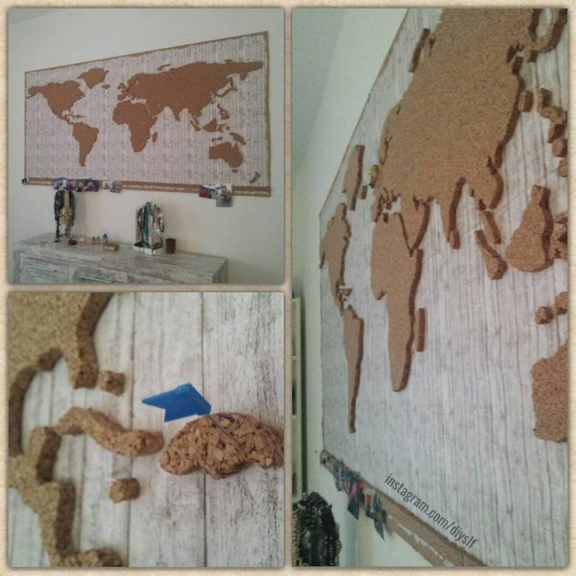 Eine Weltkarte Mit Korkkontinenten So Kann Man Mit Fähnchen Die von Weltkarte Kork Selber Machen Photo