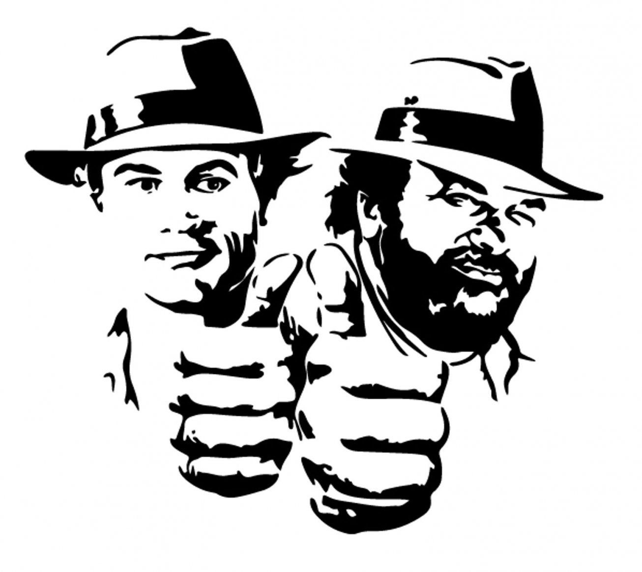 Gebraucht Bud Spencer U Terence Hill Sticker Aufklebe In 8280 von Bud Spencer Schwarz Weiß Bild