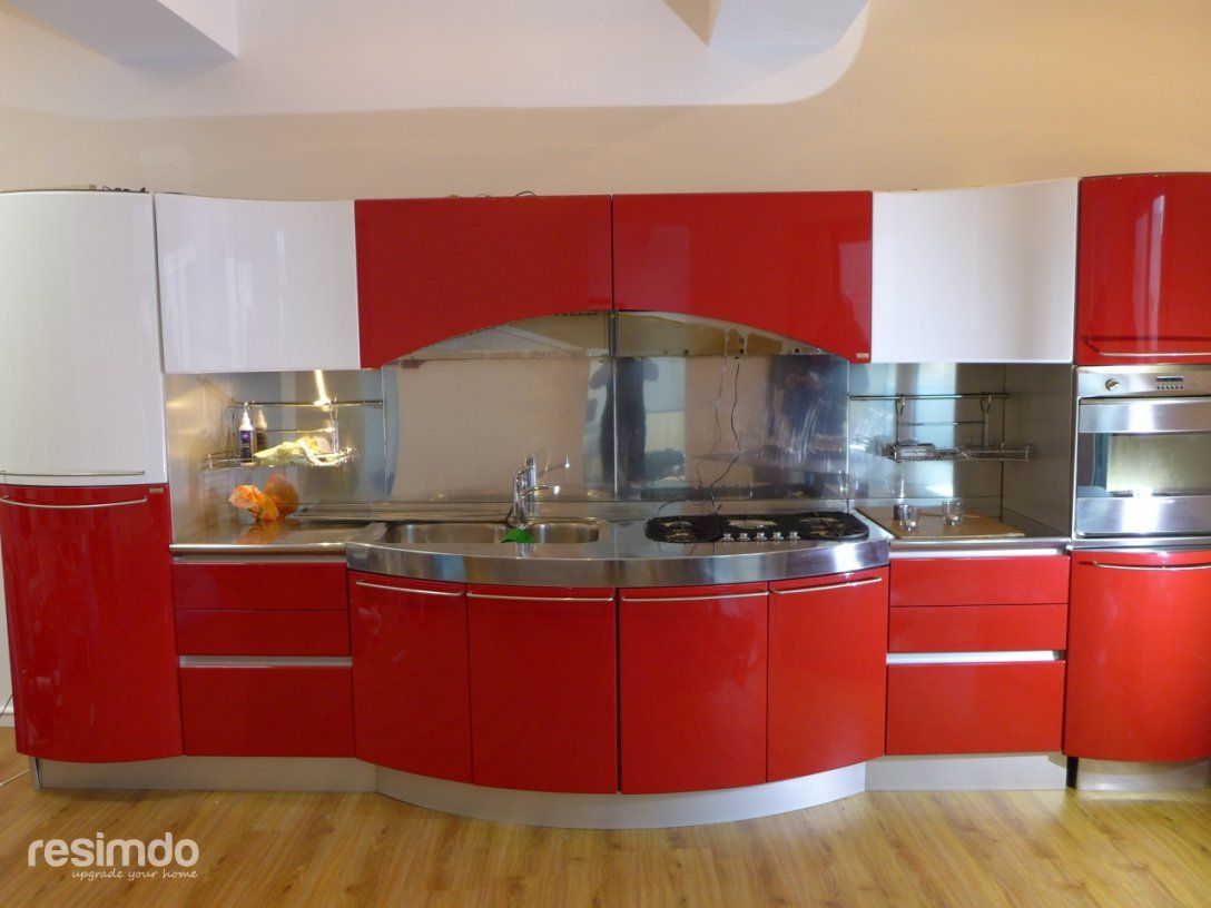 Küche Folieren  Rot Zu Weiß Hochglanz  Resimdo von Küchenfronten Bekleben Lassen Kosten Photo