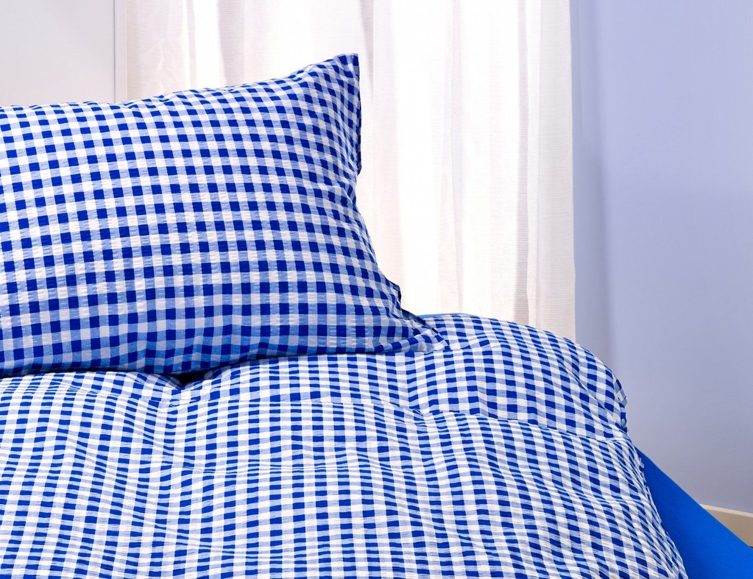 Landhausbettwäsche Blauweiss Kariert ⋆ Lehner Versand von Bettwäsche Landhausstil Weiß Bild