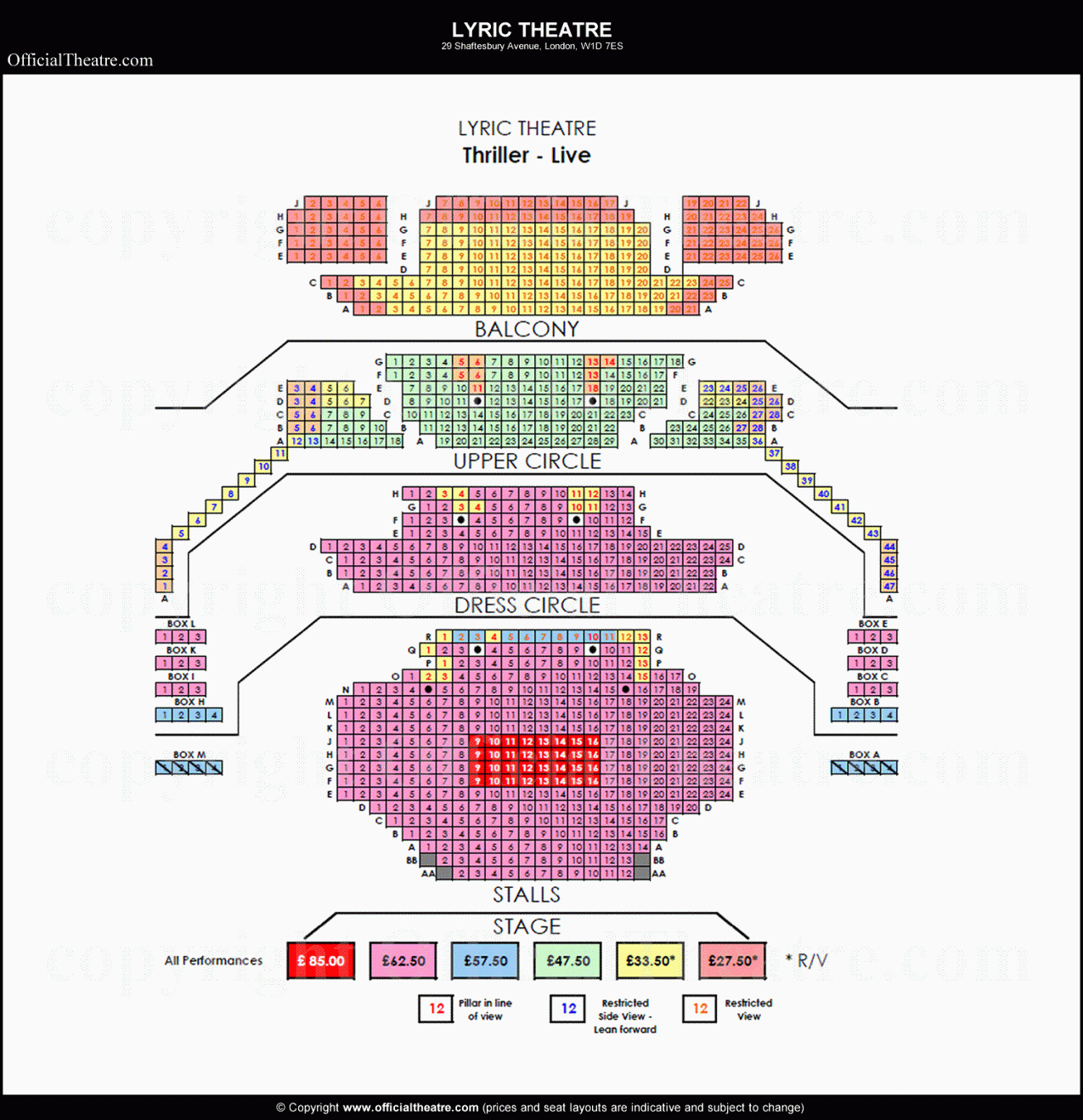 Lyric Theatre London Seat Map And Prices For Thriller Live von Lyric Opera Seating Chart Bild