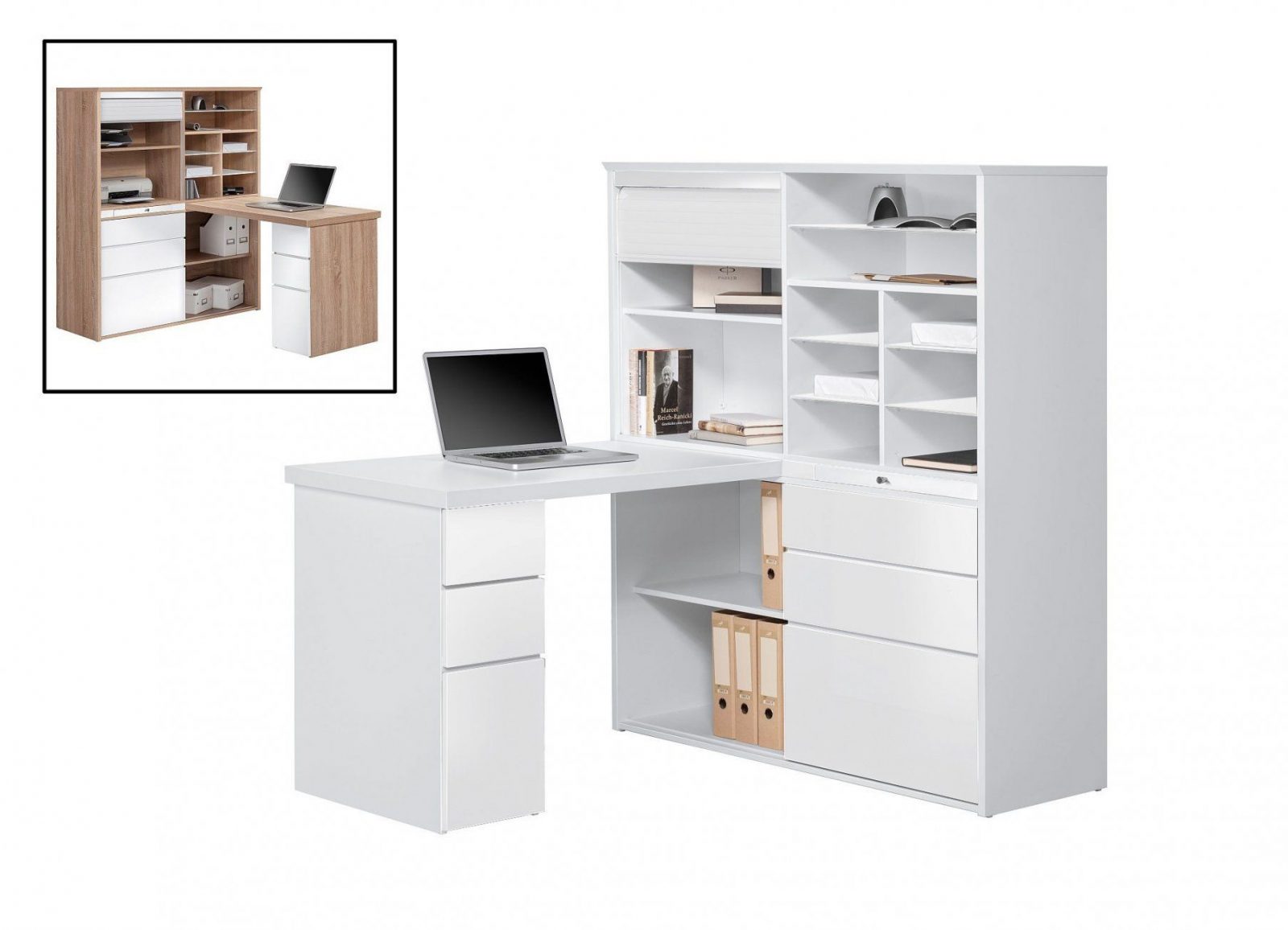 Minioffice  Büroschrank Mit Integriertem Schreibtisch Modmj128 Icy von Schrank Mit Integriertem Schreibtisch Bild