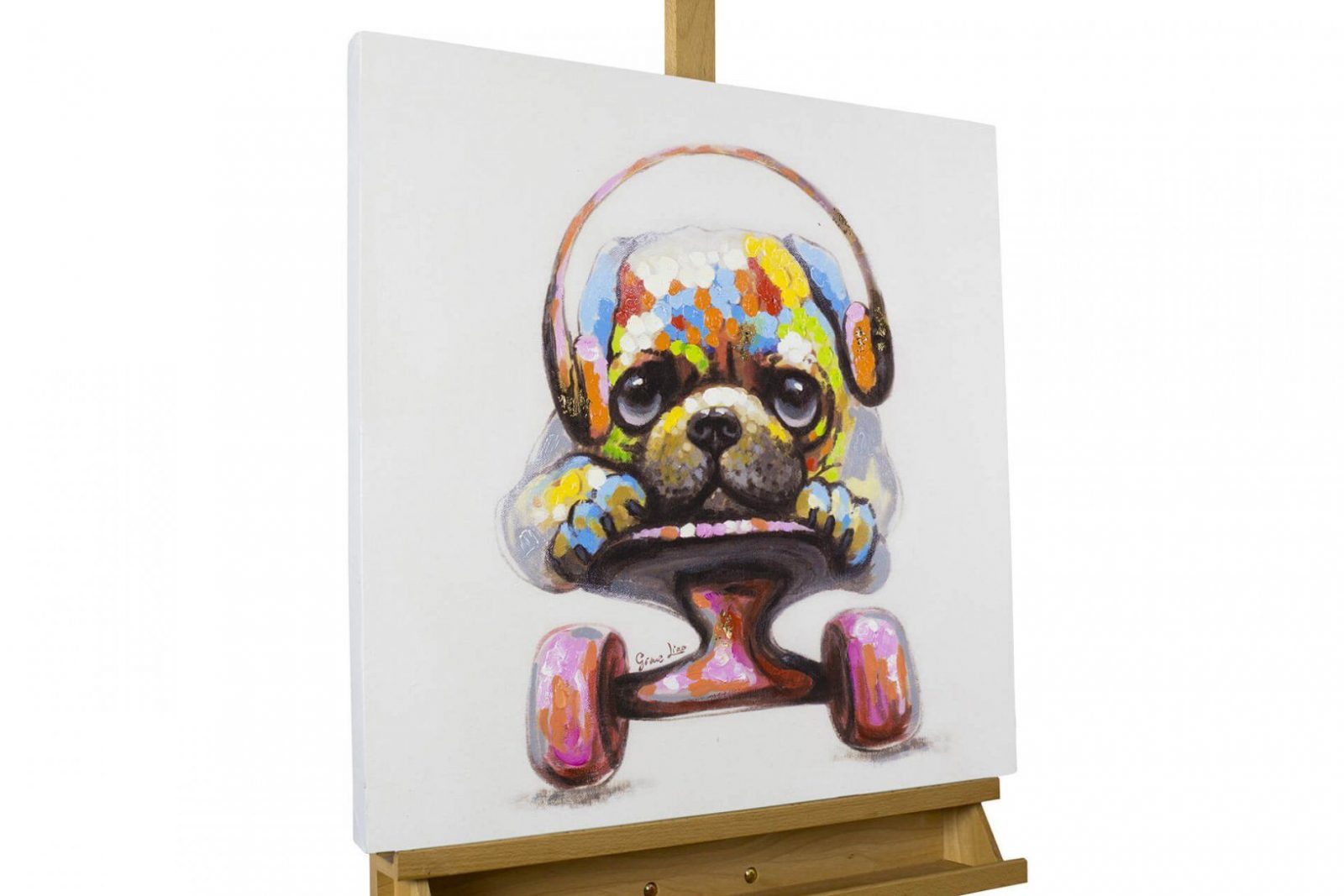 Modernes Acrylbild Mit Buntem Hund  Kunstloft von Leinwandbilder Selbst Gemalt Modern Photo