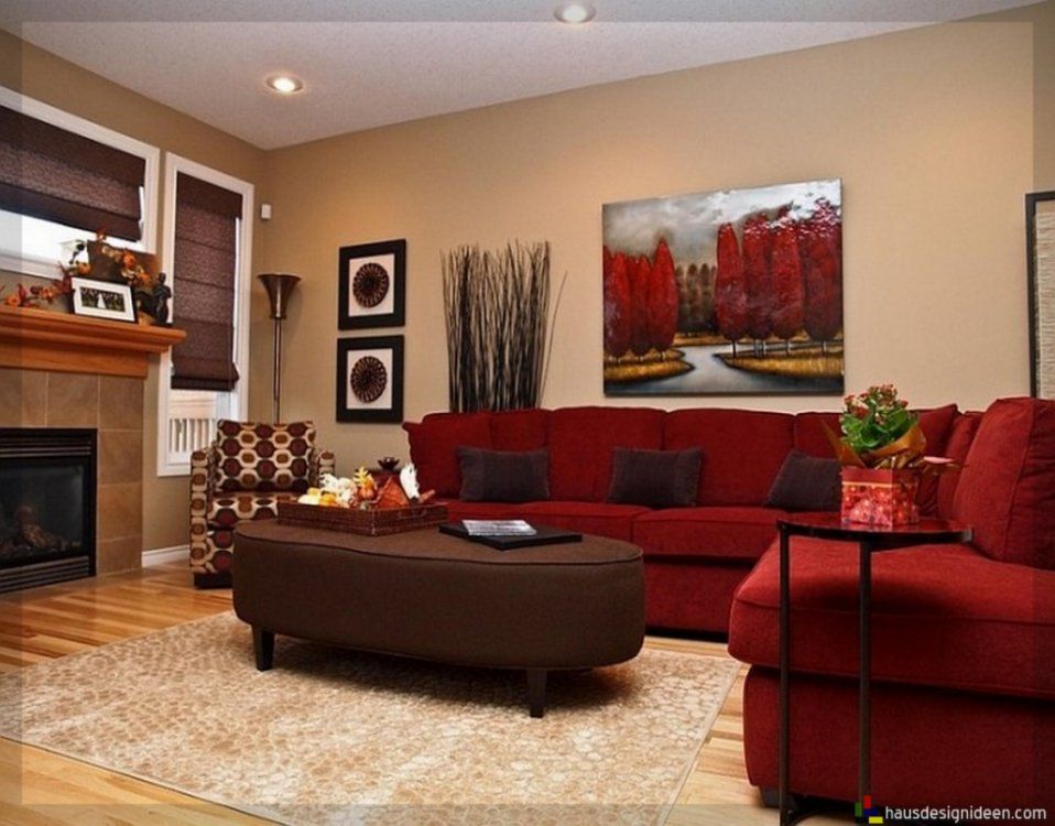 Modernes Wohnzimmer Rote Couch  Alitopten von Rote Couch Welche Wandfarbe Bild