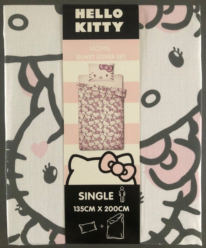 Neu Hello Kitty Wendebettwäsche Set Kissen + Decke Bettbezug von Primark Bettwäsche Größe Photo