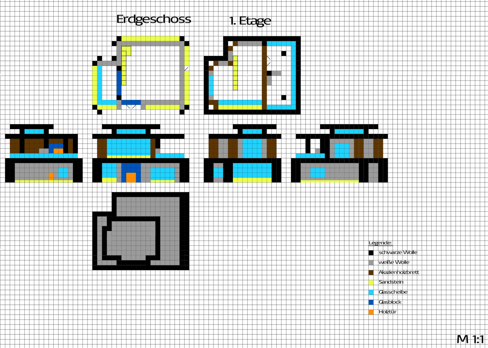 Technische Zeichnung (Minecraft)  Grafikdesign  Breadfish  Die von Minecraft Haus Bauplan Erstellen Bild